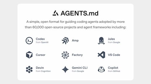 AGENTS.md: a simple, open format for guiding coding agents.