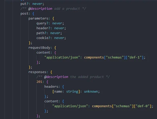 API TypeScript types generated