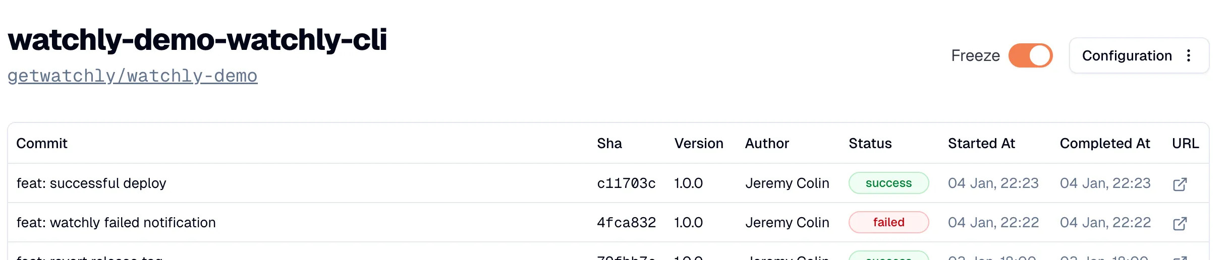 Watchly deployments freeze toggle