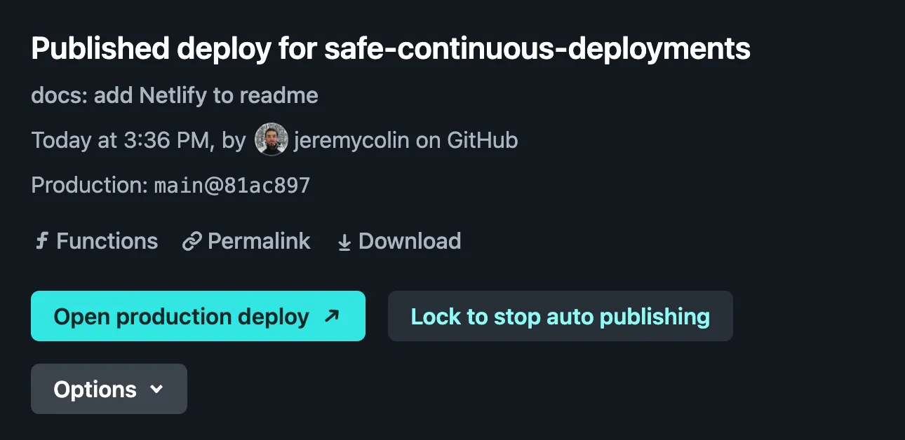 Netlify lock auto publishing