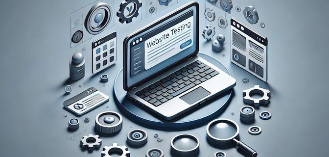 Image with laptop deconstructing a website for end-to-end testing