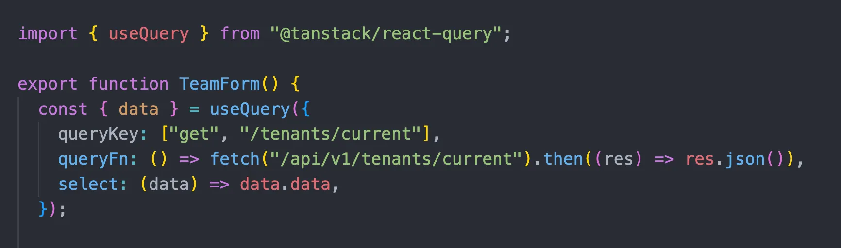 Code in form settings to fetch current team
