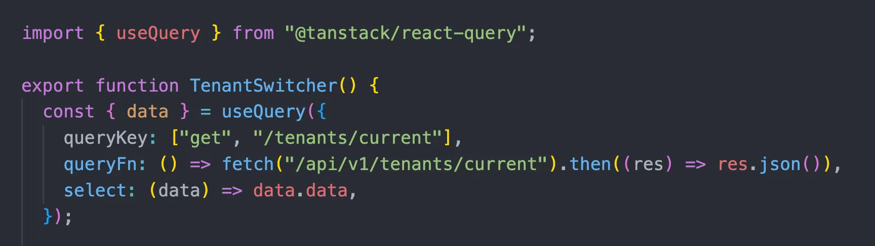 Code in team switcher to fetch current team