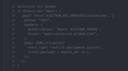 commented code that should have been removed