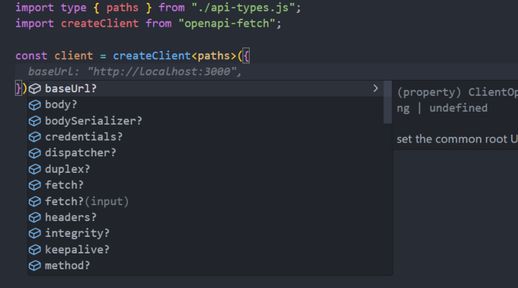 A code editor screenshot showing how TypeScript improves developer experience